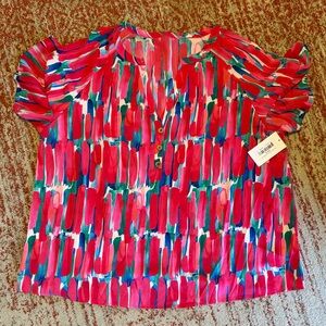 Women’s Pink Multi-Color Short Sleeve Blouse